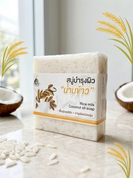 สบู่น้ำมันมะพร้าวนมข้าว สบู่น้ำมันมะพร้าวนมข้าว